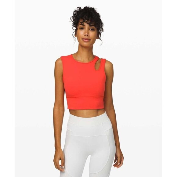 lululemon athletica Tops - LULULEMON Mastered Motion Long Line Tank Top Size 4 Coral Red *No Removable Pads